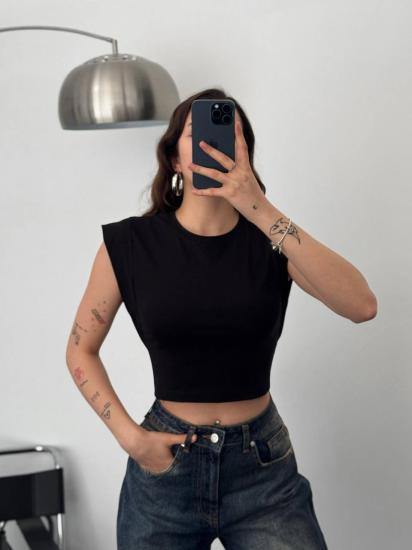 Omuz detaylı crop boy penye t-shirt